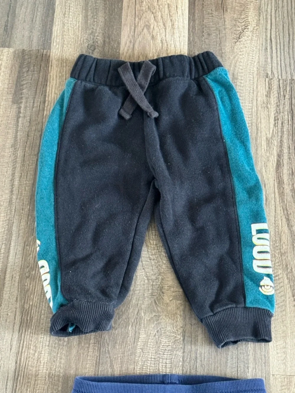 2 Toddler Navy and Teal Fleece Joggers - Picture 2 of 3